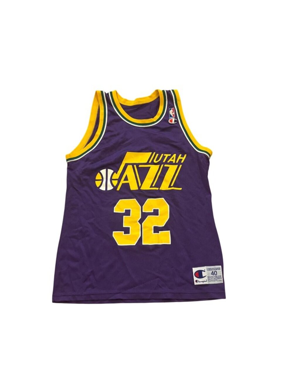 Vintage 90s Champion Utah Jazz Karl Malone #32 NBA Basketball Jersey Men's 40